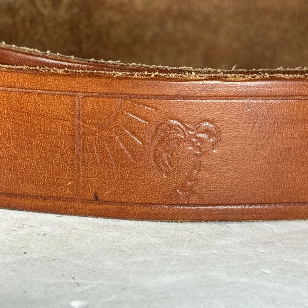 Vintage Brown Leather Belt Unique (Mickey, Superman, Rolling Stones)